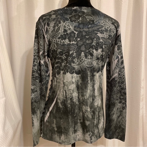 Fashion Bug Floral Print Ruffled Long Sleeve Blouse Size Medium - Picture 3 of 6